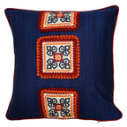 Sadyaska Blue Designer Silk Dupion 16x16 Embroidered Patch with Border Piping Cushion Case… 1 Pcs Cushion Cover