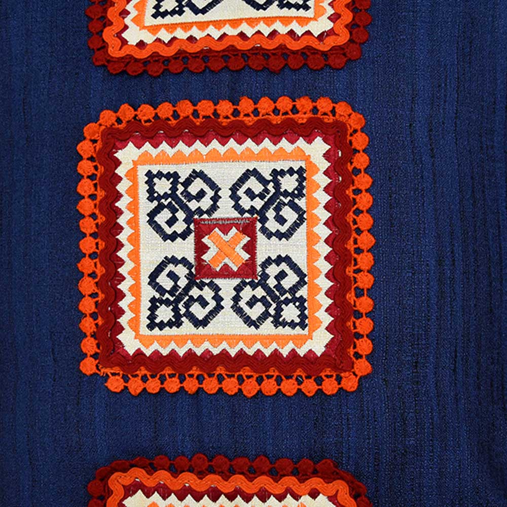 Sadyaska Blue Designer Silk Dupion 16x16 Embroidered Patch with Border Piping Cushion Case… 1 Pcs Cushion Cover