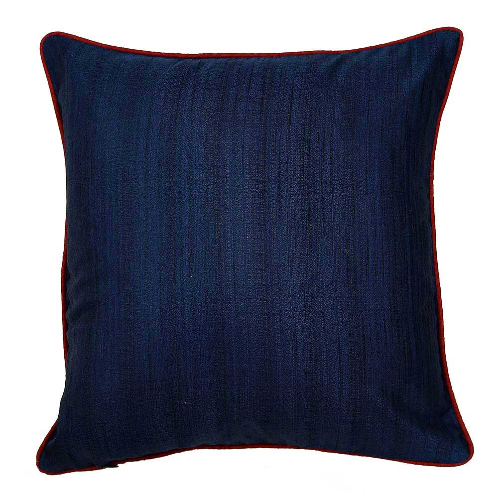 Sadyaska Blue Designer Silk Dupion 16x16 Embroidered Patch with Border Piping Cushion Case… 1 Pcs Cushion Cover