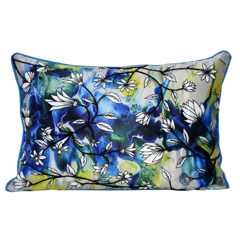 Sadyaska Blue Orchid Digital Floral s Case 12X18(Inch) 1 Pcs Cushion