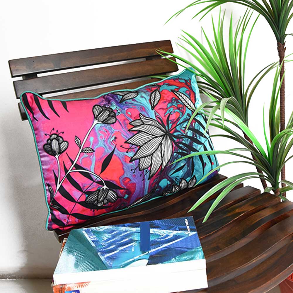 Sadyaska Flower Digital Print Floral Cushions and 12" X 18" Digital Floral Printed Cushion Pillow Case Living Room, Patio, Office & Home… 1 Pcs Cushion Cover