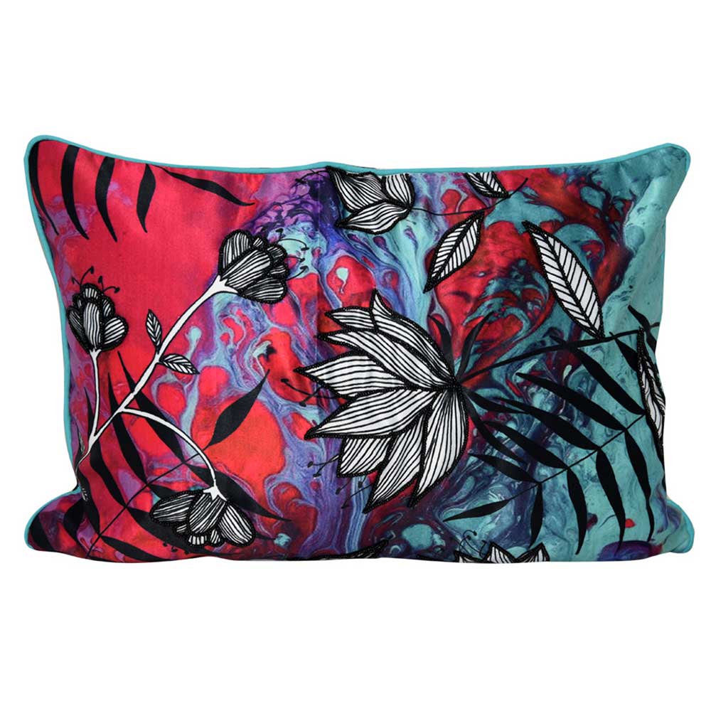 Sadyaska Flower Digital Print Floral Cushions and 12" X 18" Digital Floral Printed Cushion Pillow Case Living Room, Patio, Office & Home… 1 Pcs Cushion Cover