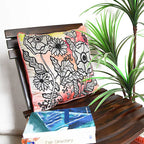 Sadyaska Digital Floral Printed Polyester Hand & Manual Embroidered Premium Quality Orange 16" X 16"… 1 Pcs Cushion Cover