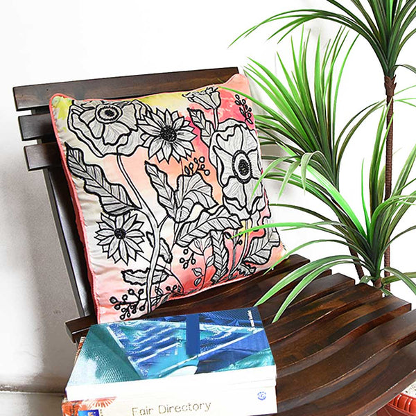 Sadyaska Digital Floral Printed Polyester Hand & Manual Embroidered Premium Quality Orange 16