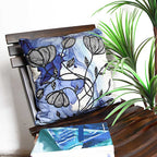 Sadyaska Silverbell Floral Digital Print Polyester Cushions & Blue 16" X 16"… 1 Pcs Cushion Cover