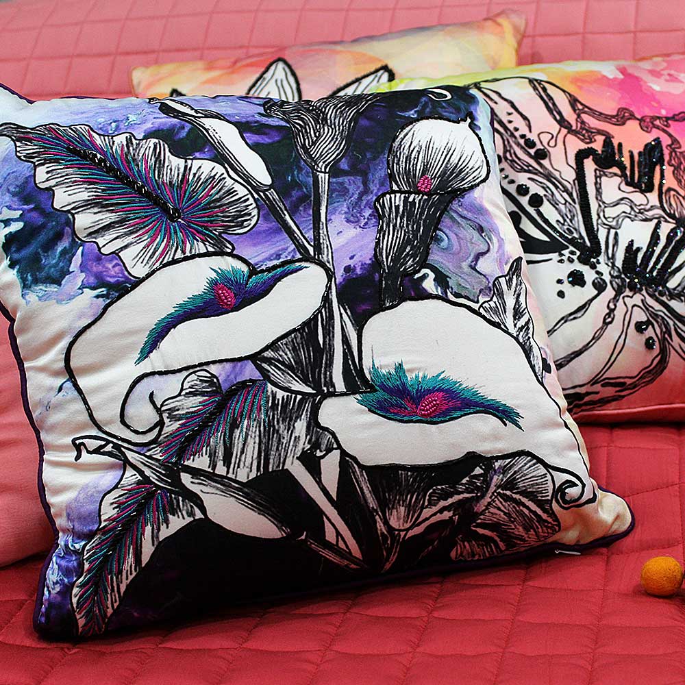 Sadyaska Beautiful Multi Color Floral Digital Printed Polyester 16" X 16" Living Room, Bedroom, Patio Floral Printed … 1 Pcs Cushion Cover