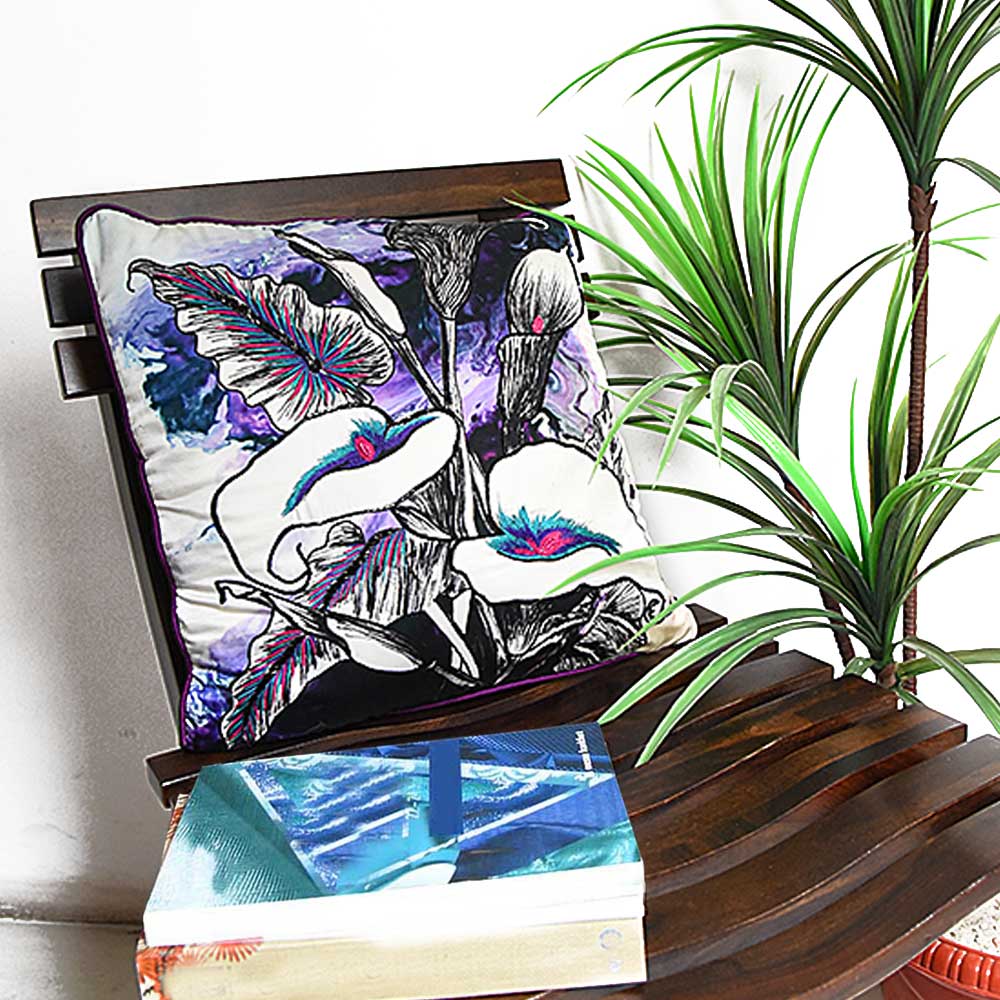 Sadyaska Beautiful Multi Color Floral Digital Printed Polyester 16" X 16" Living Room, Bedroom, Patio Floral Printed … 1 Pcs Cushion Cover