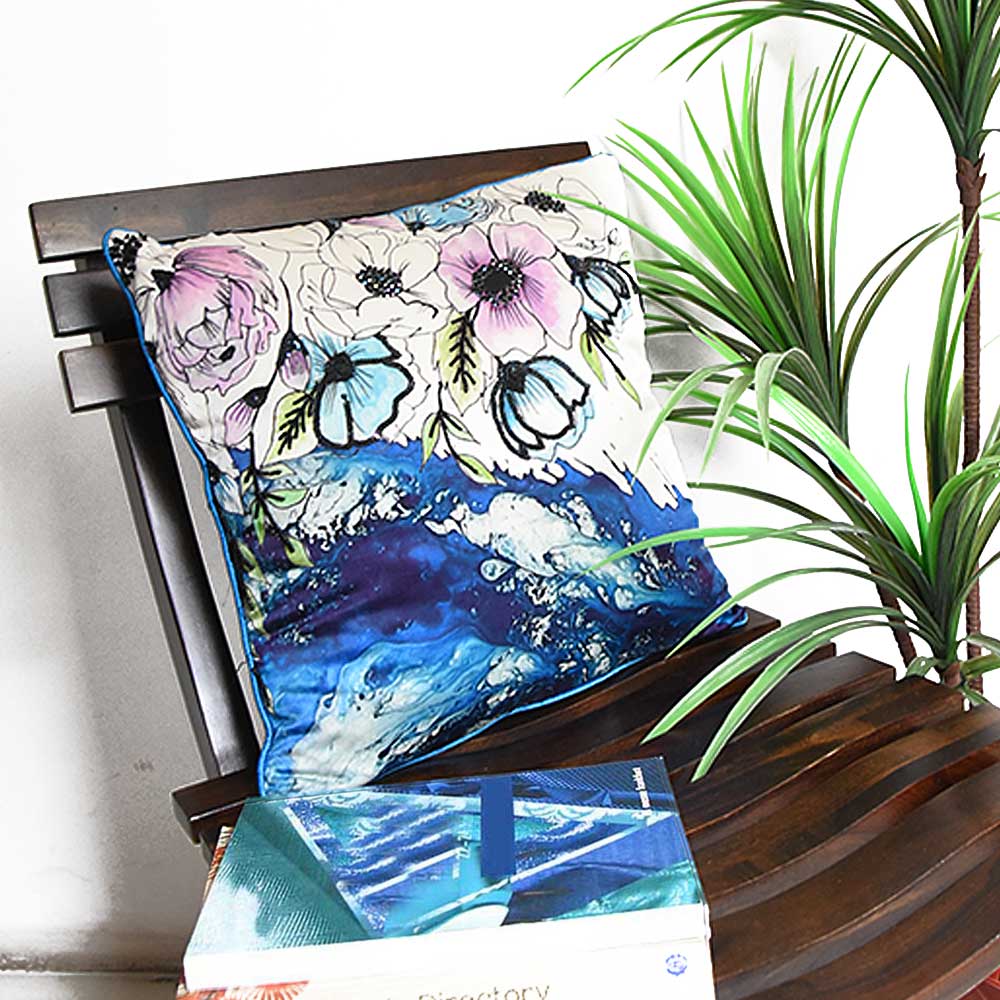Sadyaska Cherry Blossom Hand Embroidered Polyester Flower Print 16" X 16"… 1 Pcs Cushion Cover