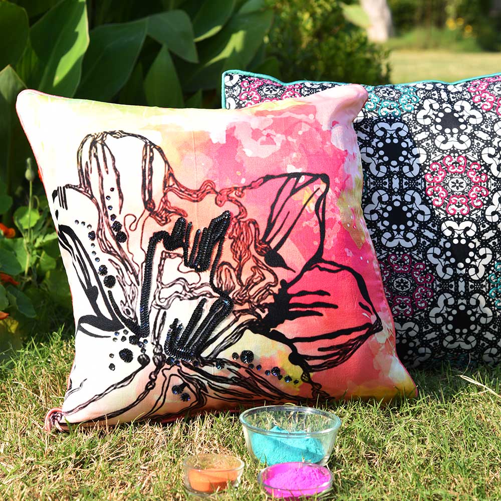 Sadyaska Polyester Designer Lily Digital Printed 16" X 16" Home Decor Office Living Room Sofa Car Chair Floral Printed … 1 Pcs Cushion Cover