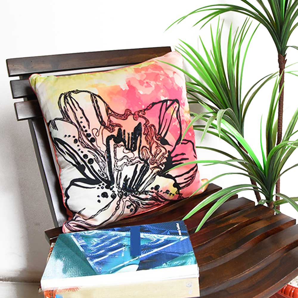 Sadyaska Polyester Designer Lily Digital Printed 16" X 16" Home Decor Office Living Room Sofa Car Chair Floral Printed … 1 Pcs Cushion Cover