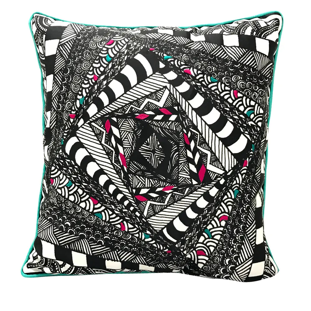 Sadyaska Geometric Digital Printed Designer Black and White Home Decor Digital Pillow Cushion Case 16" X 16"… 1 Pcs Cushion Cover