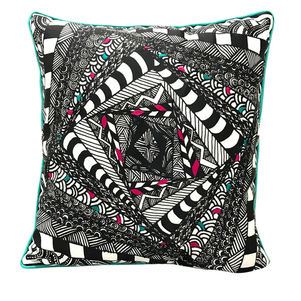 Sadyaska Geometric Digital Printed Designer Black and White Home Decor Digital Pillow Cushion Case 16