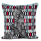 Sadyaska Multi Color Cushion Geometric Digital Print Polyester Black and White Pop of Color Pillow Cushion Case 16" X 16"… 1 Pcs Cushion Cover
