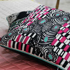 Sadyaska Multi Color Cushion Geometric Digital Print Polyester Black and White Pop of Color Pillow Cushion Case 16" X 16"… 1 Pcs Cushion Cover