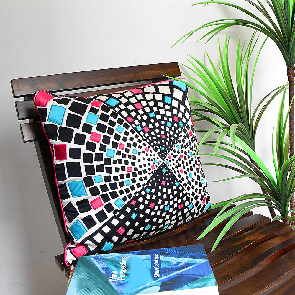 Sadyaska Geometric Pattern Starry Digital Printed Exceptional Quality with Polyester Black & White Color Use for Sofa Car Chair Living Room Dining Room Bed Room 16" X 16" 1 Pcs Cushion Cover