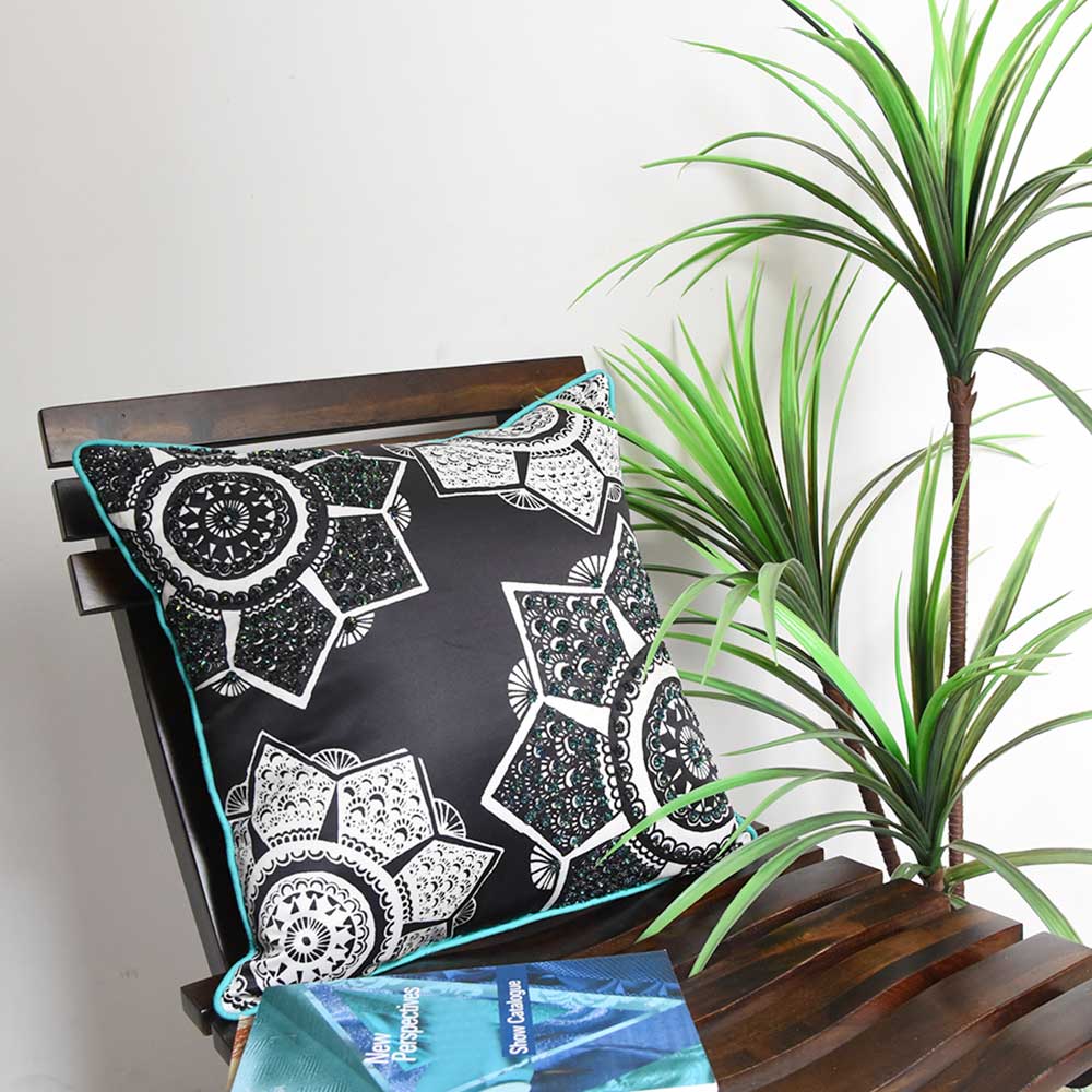 Sadyaska Sequins Digital Print Cushion Abstract Design B 16" X 16" 1 Pcs Cushion Cover