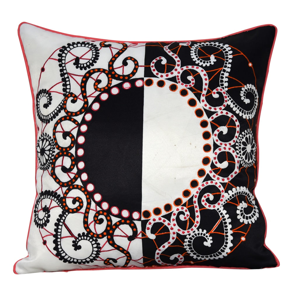 Sadyaska Embroidered Digital Print Designer Pillow Cover Room Abstract Design Decorative Cushion Gift for Anyone Black and White Pillow Cushion Case 16" X 16"… 1 Pcs Cushion Cover