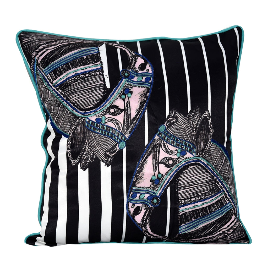 Sadyaska Animal Print Horse Print Digital Printed Best for Kid's Room Multi Colored 16" X 16"… 1 Pcs Cushion Cover