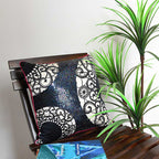 Sadyaska Hand Embroidered Abstract Design 16" X 16" Black and White Digital Printed Cushion Case… 1 Pcs Cushion Cover