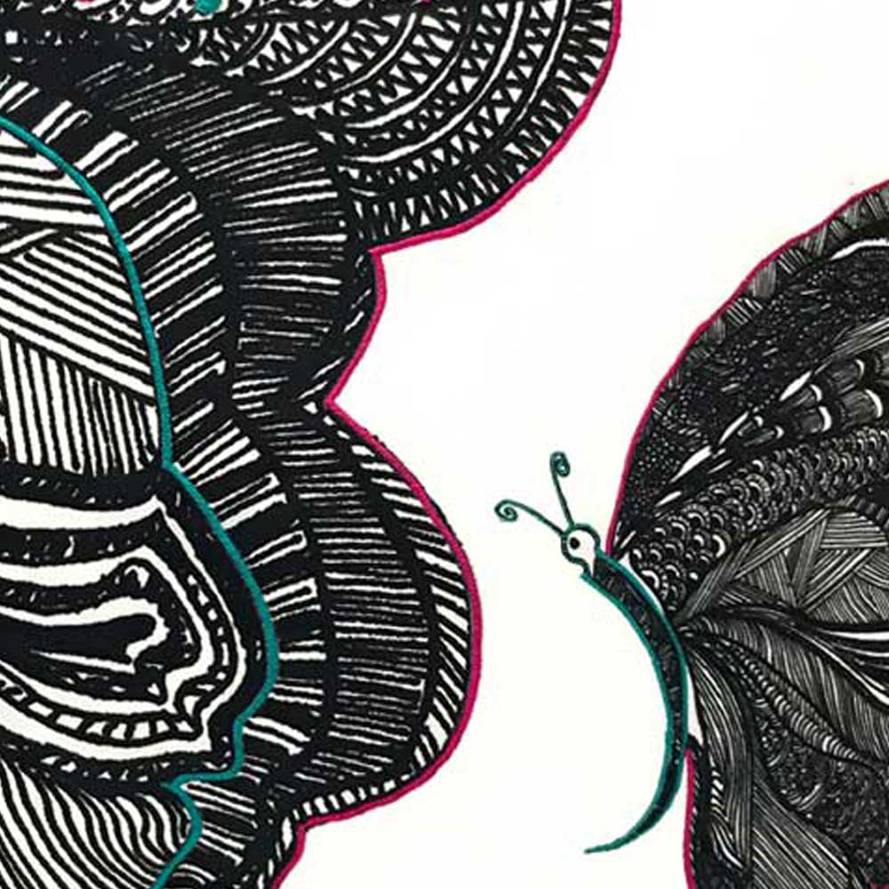 Sadyaska Beautiful Butterfly Nature & Floral Digital Print Printed Pillow Cushion Case Black and White 16" X 16"… 1 Pcs Cushion Cover