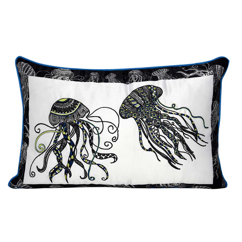 Sadyaska Hand Sketched Jelly Fish Digital Print 12 X 18(Inch) 1 Pcs Cushion Cover