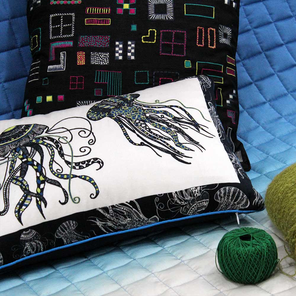 Sadyaska Hand Sketched Jelly Fish Digital Print 12 X 18(Inch) 1 Pcs Cushion Cover