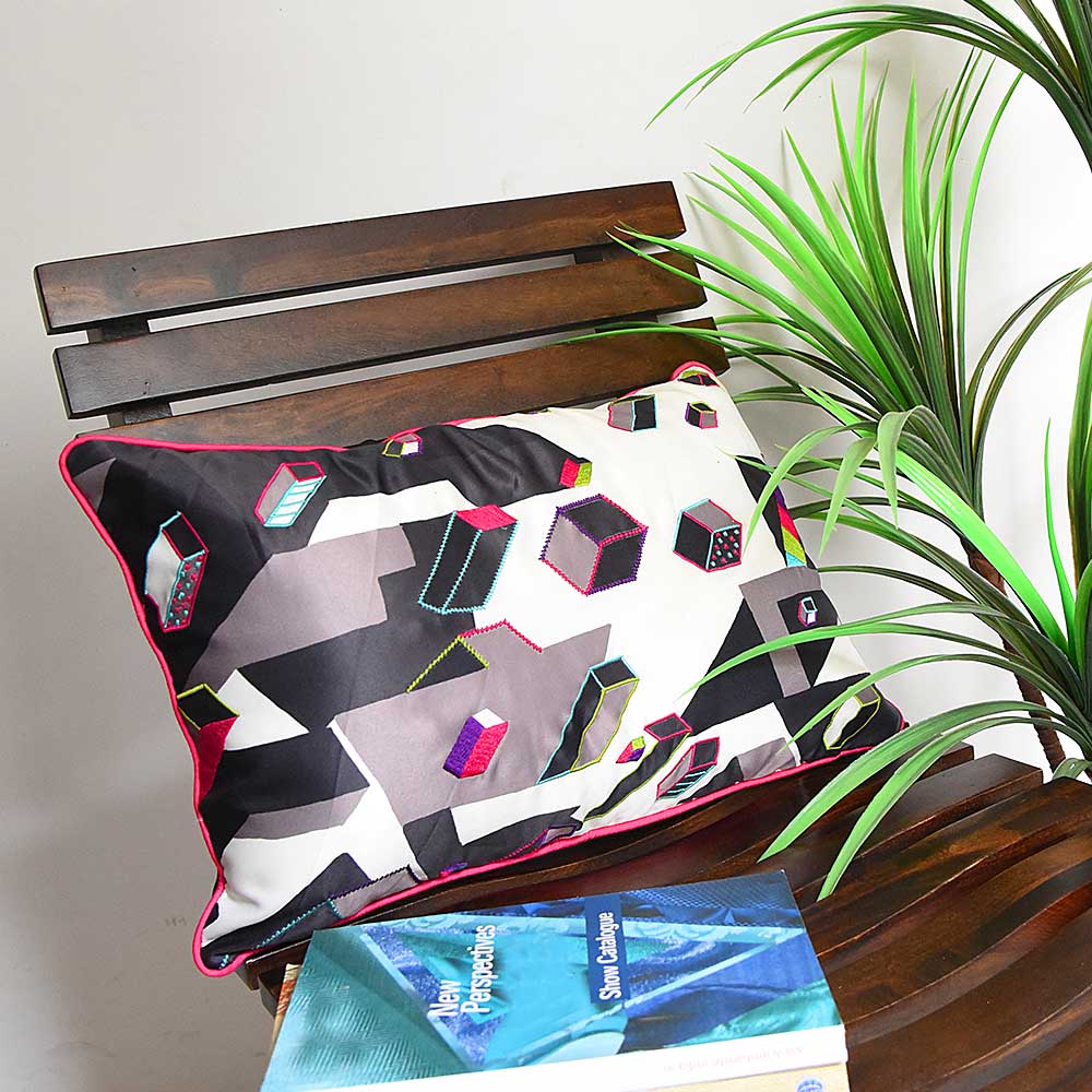 Sadyaska Geometric Pascal Digital Printed Pattern Multi Color Cushion Case Ideal for Kid's Room Decoration 12" X 18"… 1 Pcs Cushion Cover