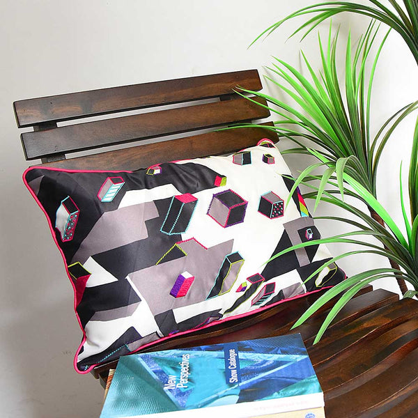 Sadyaska Geometric Pascal Digital Printed Pattern Multi Color Cushion Case Ideal for Kid's Room Decoration 12