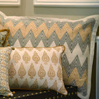 Sadyaska Block Printed Drawing Room, Sofa, Car, Patio, Printed Flax Cotton 17"x27"… 1 Pcs Cushion Cover