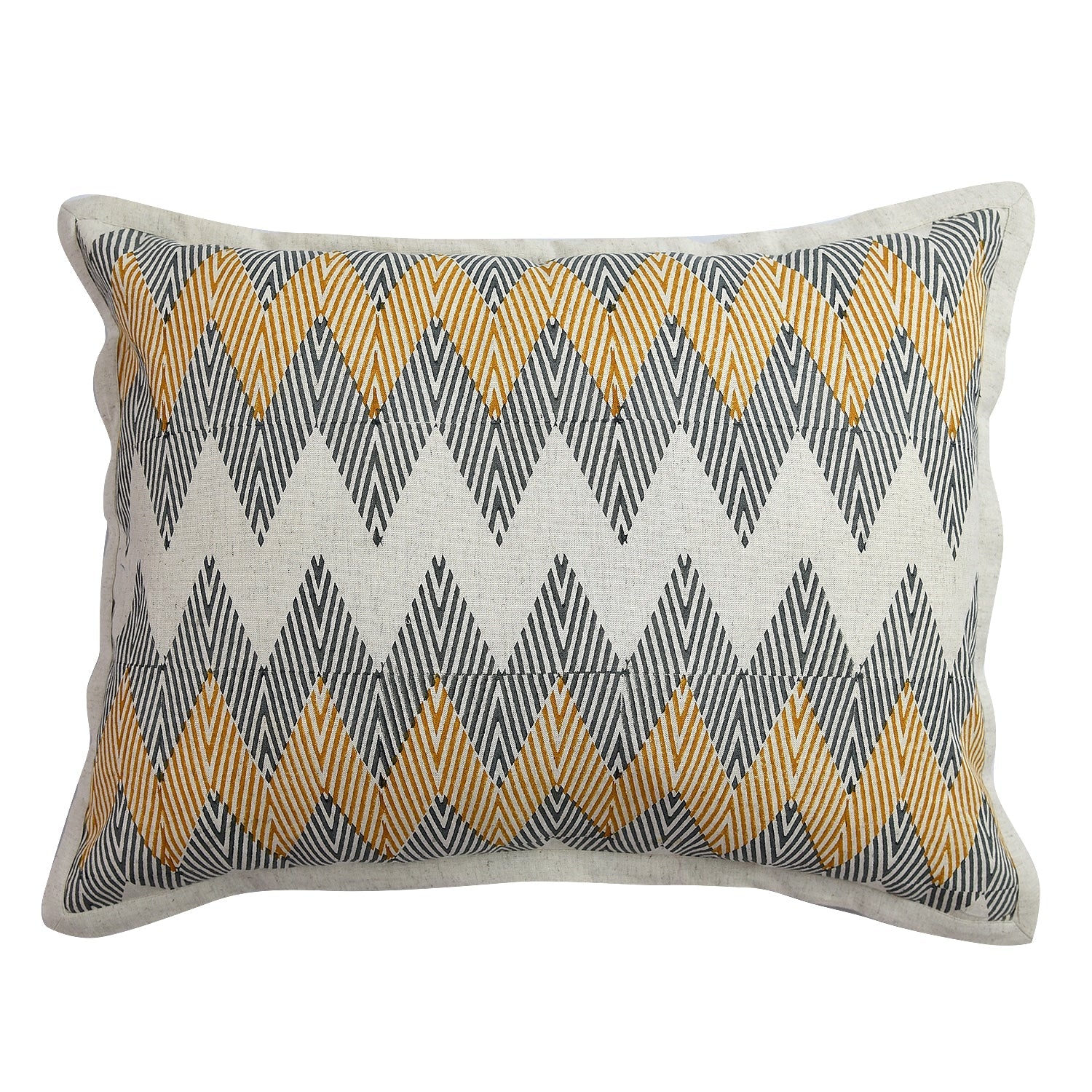 Sadyaska Block Printed Drawing Room, Sofa, Car, Patio, Printed Flax Cotton 17"x27"… 1 Pcs Cushion Cover
