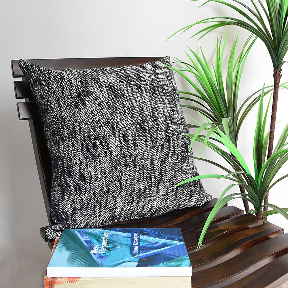 Sadyaska Hand Woven Charcoal Possession Pattern Sofa Garden Dupion 16x16… 1 Pcs Cushion Cover