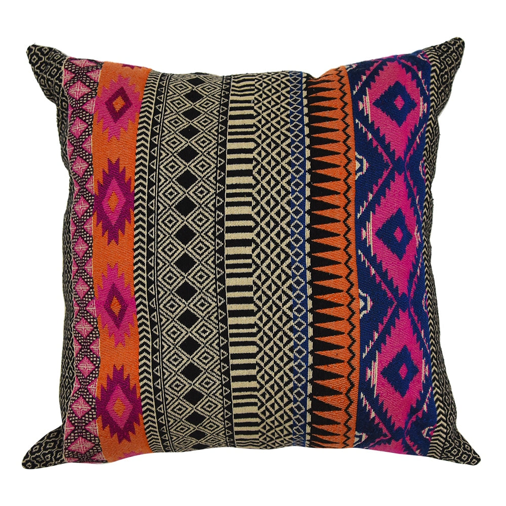 Sadyaska Powerloom Aztec Decorative Hand Woven 16" X 16" Home Decor Chair Bed Car Sofa Patio Office Multi Colored Cushion Case with Zipper Closer Set of 2… 1 Pcs Cushion Cover