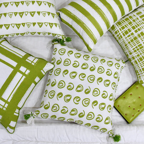 Sadyaska Home Décor Curling Spirals with Tassels Patio, Garden & Outdoor Printed Geometric Pattern Cotton Pillow Cushion Case 16x16… 1 Pcs Cushion Cover