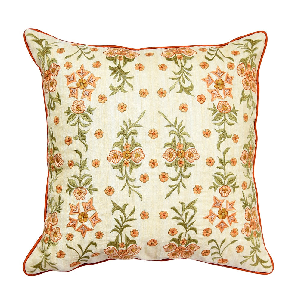 Sadyaska Dupion Silk Floral Cushion Case Home Décor Patio Chair Sofa Hand Embroidered 16x16… 1 Pcs Cushion Cover