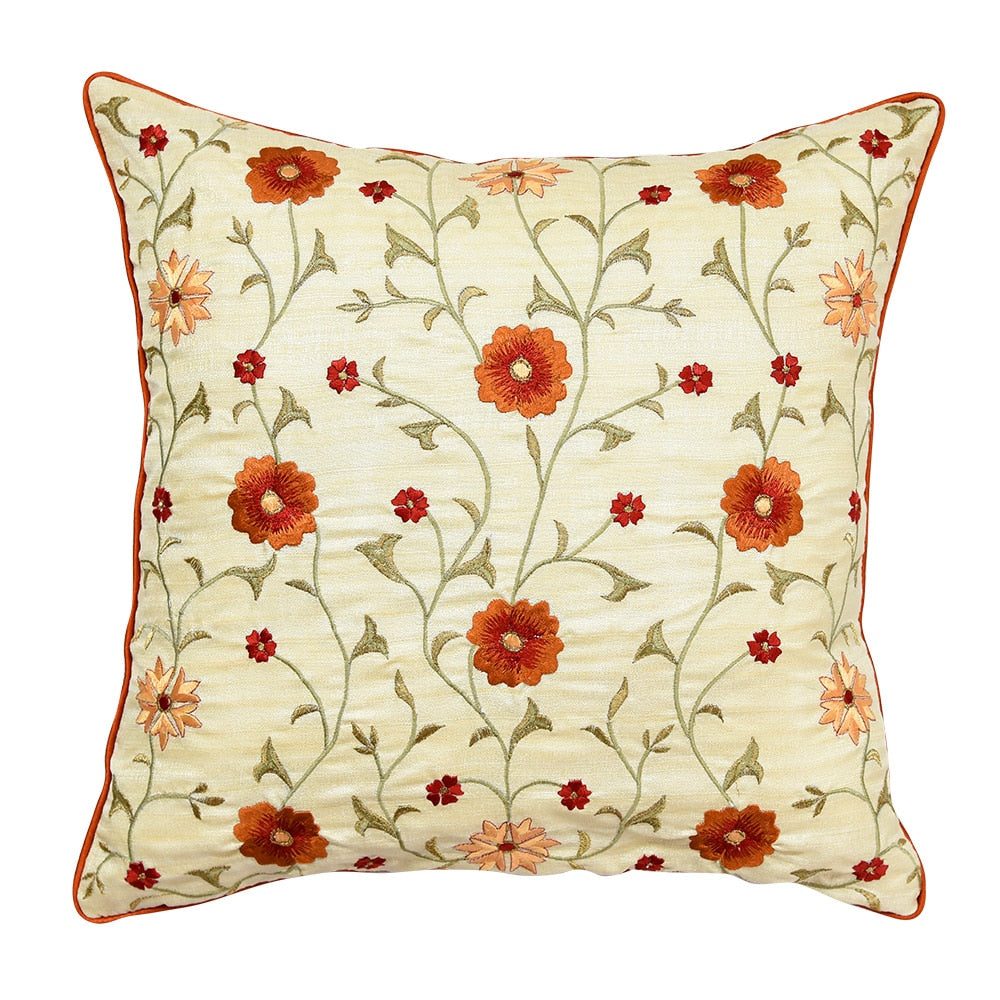 Sadyaska Flower Designer Hand Embroidered Patio Sofa Chair Living Room, Bedroom, Dining Room Silk Dupion 16x16… 1 Pcs Cushion Cover