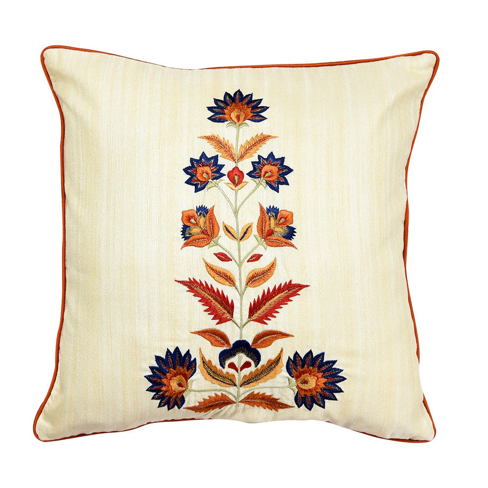 Sadyaska Dupion Silk Hand Embroidered Sofa Floral Decorative Patio Sofa Chair Couch Living Room Bedroom Cushion Case 16x16… 1 Pcs Cushion Cover