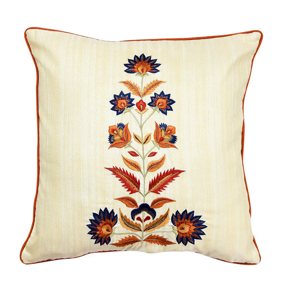 Sadyaska Dupion Silk Hand Embroidered Sofa Floral Decorative Patio Sofa Chair Couch Living Room Bedroom Cushion Case 16x16… 1 Pcs Cushion Cover