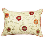 Sadyaska Silk Dupion Floral Embroidered Outdoor Patio Sofa Chair Office Designer Pillow Cushion Case 12x18… 1 Pcs Cushion Cover