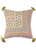 Sadyaska Sofa Bed Printed Pillow Case 16x16 Geometric Pattern Printed Cushion with Yellow Tassels Gifted Cushion… 1 Pcs Cushion Cover