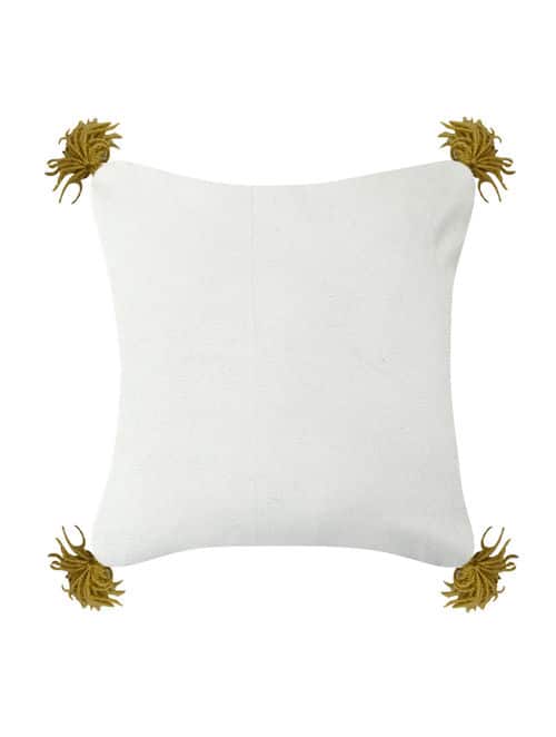Sadyaska Sofa Bed Printed Pillow Case 16x16 Geometric Pattern Printed Cushion with Yellow Tassels Gifted Cushion… 1 Pcs Cushion Cover