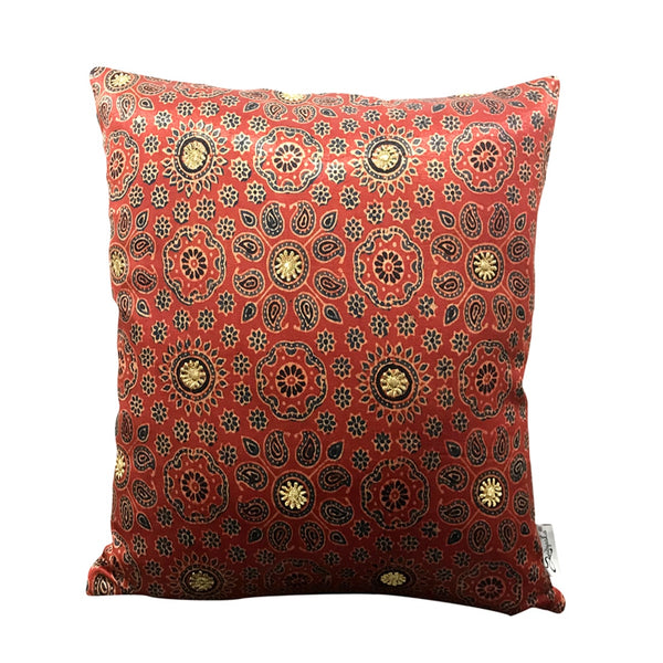 Sadyaska Ajrakh Sofa Vegetable Die Hand Block Printed Pillow Cushion Case 16x16… 1 Pcs Cushion Cover