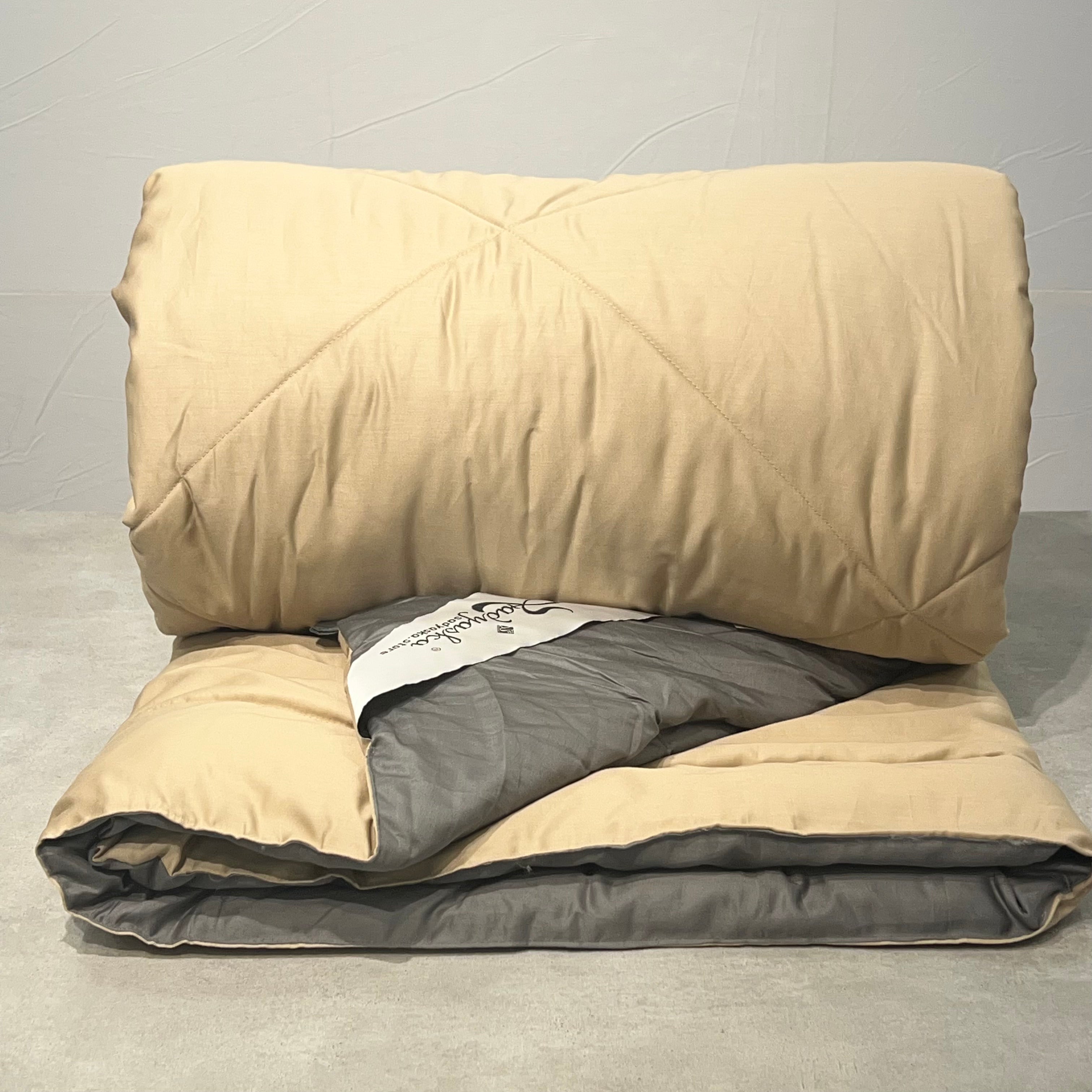 Sadyaska Sand and Dark Grey 1000TC Cotton Rich Reversible Downfill 1 Pcs Quilt