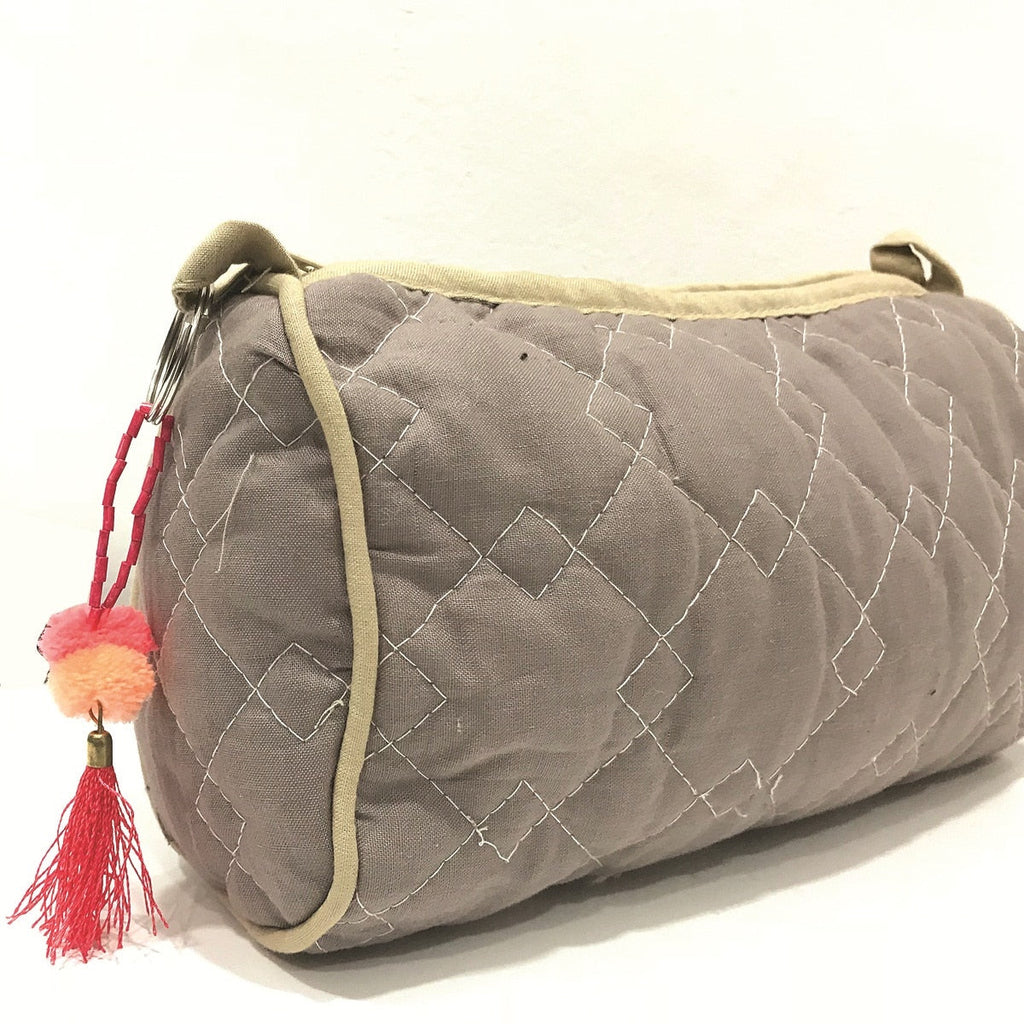 Sadyaska Cotton ed Beige Medium Size ed Wedding Jewelry Pouch / Cosmetic / Make Up Case Multifunction Storage 1 Pcs Quilt