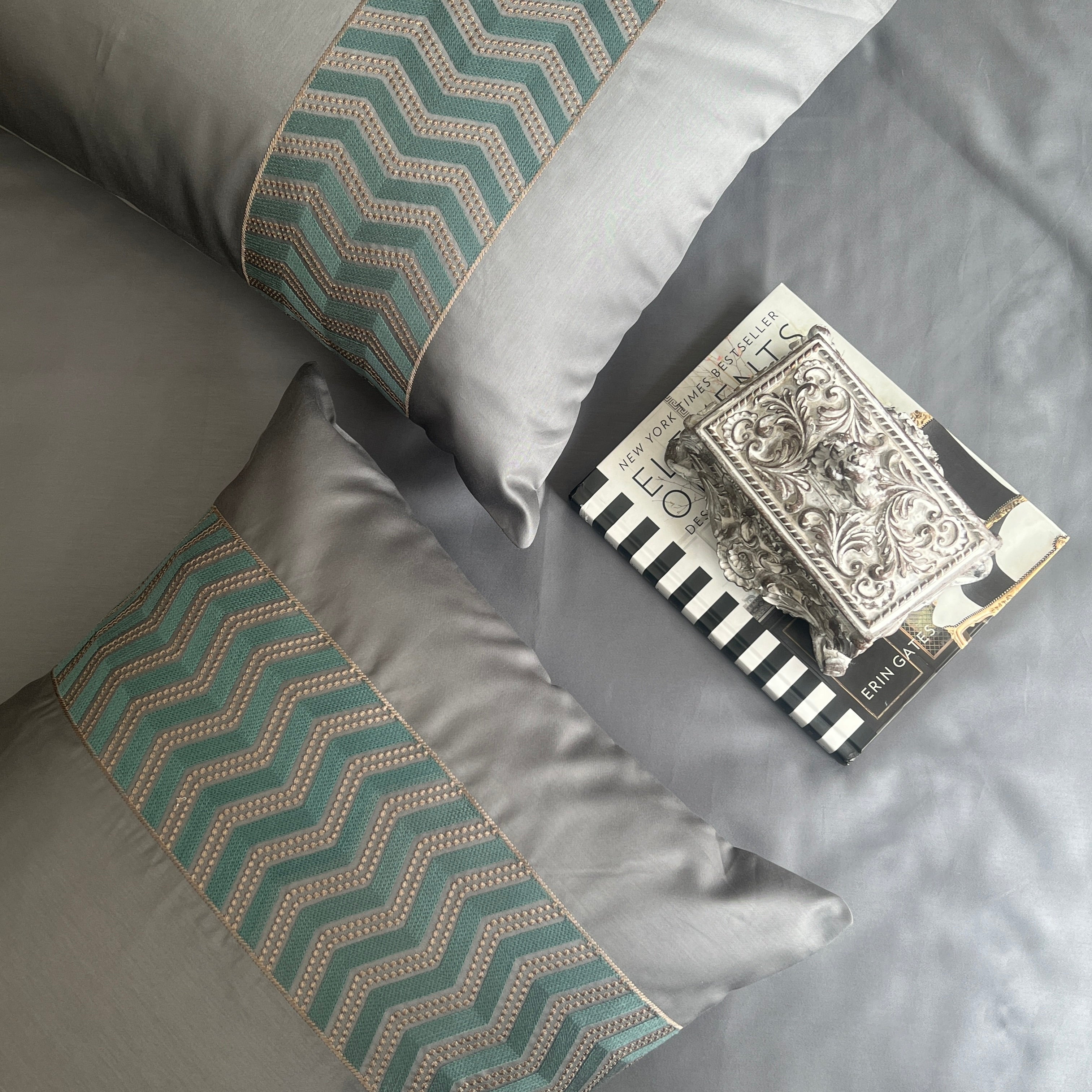 Sadyaska 1000TC Cotton Rich Chevron Dark Grey Syona Set 1 Pcs Bedsheet