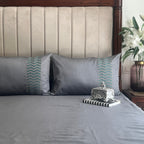Sadyaska 1000TC Cotton Rich Chevron Dark Grey Syona Set 1 Pcs Bedsheet