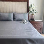 Sadyaska 1000TC Cotton Rich Chevron Dark Grey Syona Set 1 Pcs Bedsheet