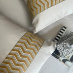 Sadyaska 1000TC Cotton Rich Chevron Ivory Syona Set 1 Pcs Bedsheet