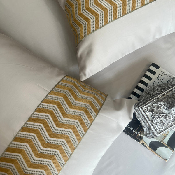 Sadyaska 1000TC Cotton Rich Chevron Ivory Syona Set 1 Pcs Bedsheet