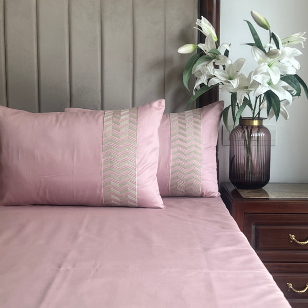 Sadyaska 1000TC Cotton Rich Chevron Old Rose Syona Set 1 Pcs Bedsheet