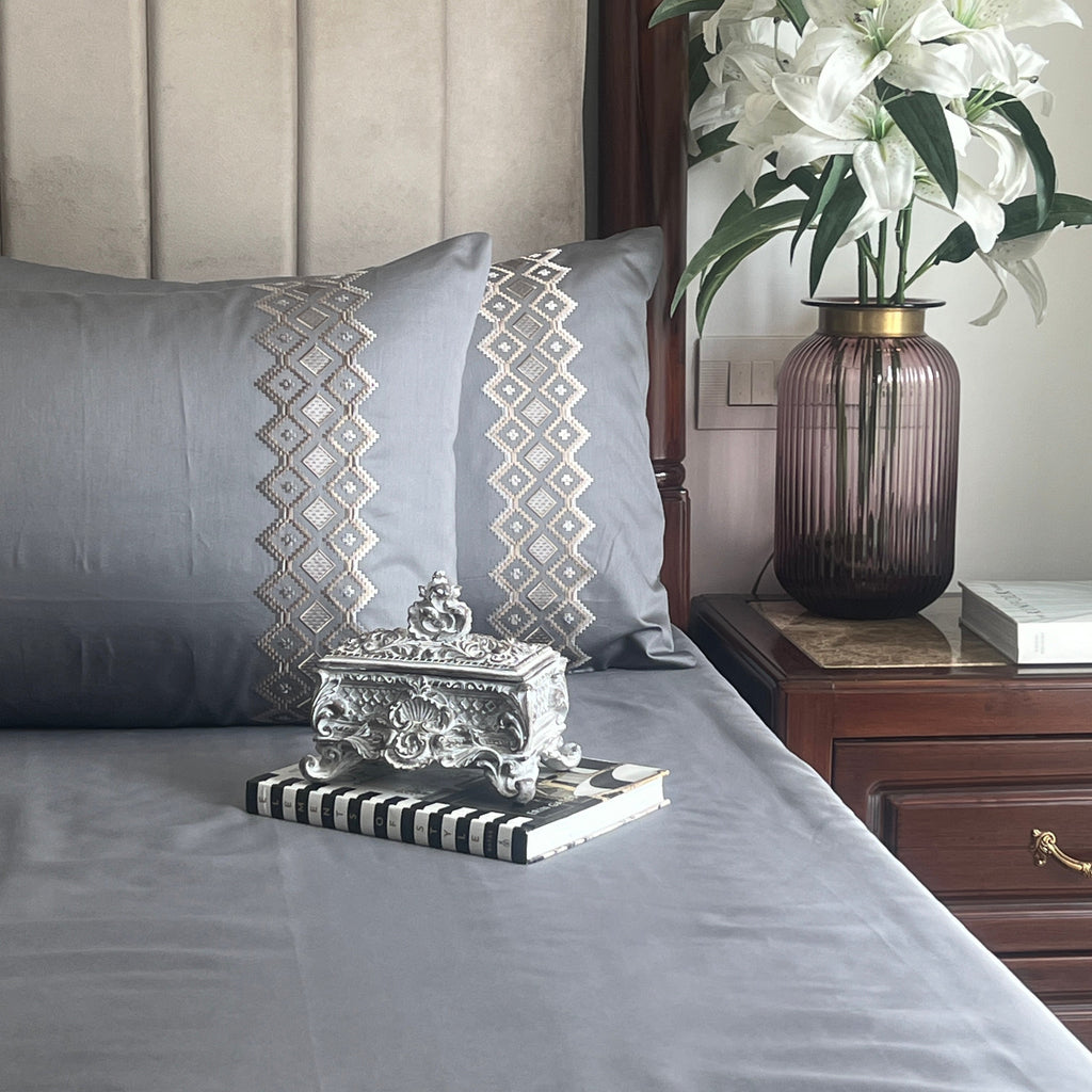 Sadyaska 1000TC Cotton Rich Diandra Dark Grey Syona Set 1 Pcs Bedsheet